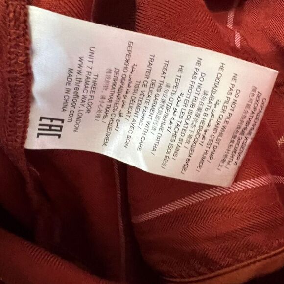 Three Floor Margaux Jumpsuit Rust Striped One-Shoulder Ruffle Belted Size 4 - Picture 15 of 15